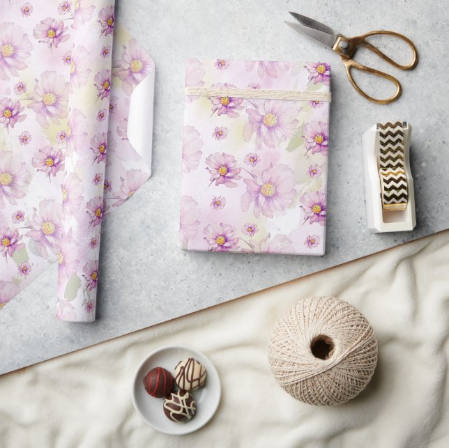 Färgrik vår sommar blomster boho trädgård presentpapper (Hantverk)