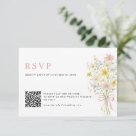 Färgrik vår vildblommässlätt bröllop QR-kod  OSA Kort