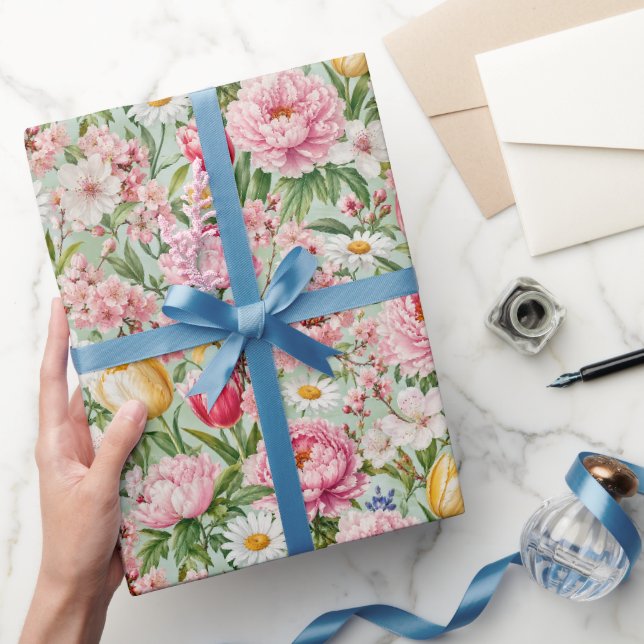 Färgrik vårblomillustration presentpapper (Gifting)