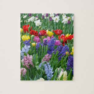 Färgrik vårblomsterträdgård pussel