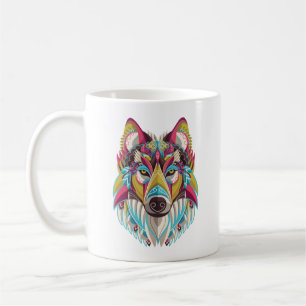 Färgrik vargmugg kaffemugg