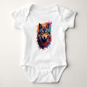 Färgrik vargporträtt Abstrakt djurkonst-87694 T Shirt