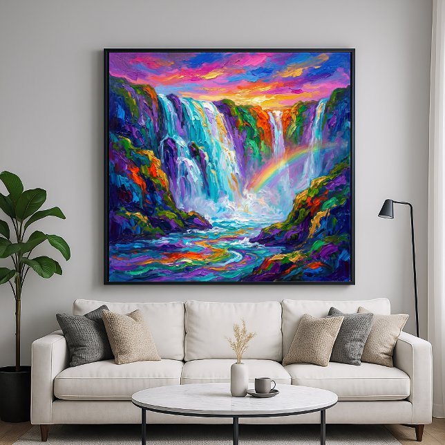 Färgrik vattenfall - Impasto-stil Poster (Skapare uppladdad)
