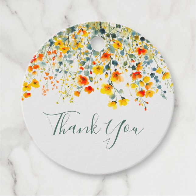 Färgrik Vattenfärg Blommig Bröllop Tack Gåvor Etiketter (Framsida)