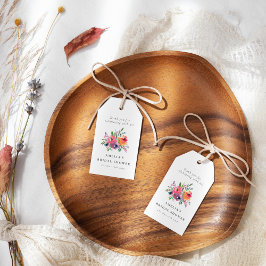 Färgrik Vattenfärg Blommig Bröllopsfest Anpassad Presentetikett