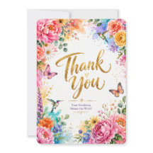 Färgrik Vattenfärg Blommig Tacksamhetskort