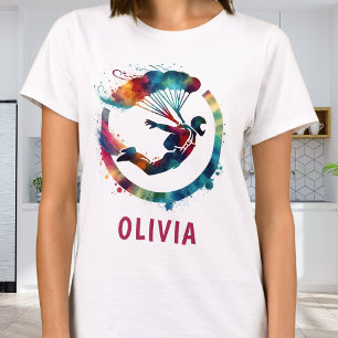 Färgrik Vattenfärg Fallskärmshoppare Personlig T Shirt