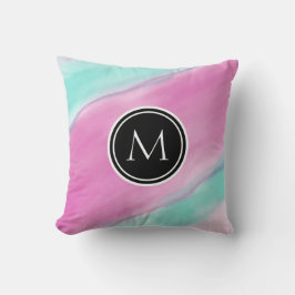 Färgrik vattenfärg för Monogram Kudde