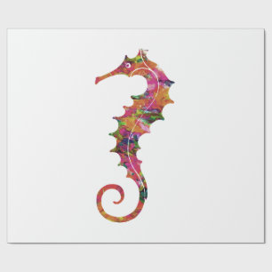 Färgrik vattenfärgseahorse presentpapper