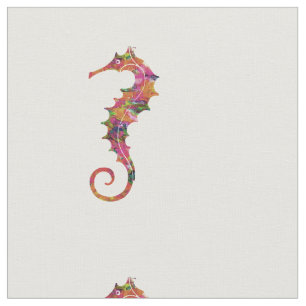Färgrik vattenfärgseahorse tyg
