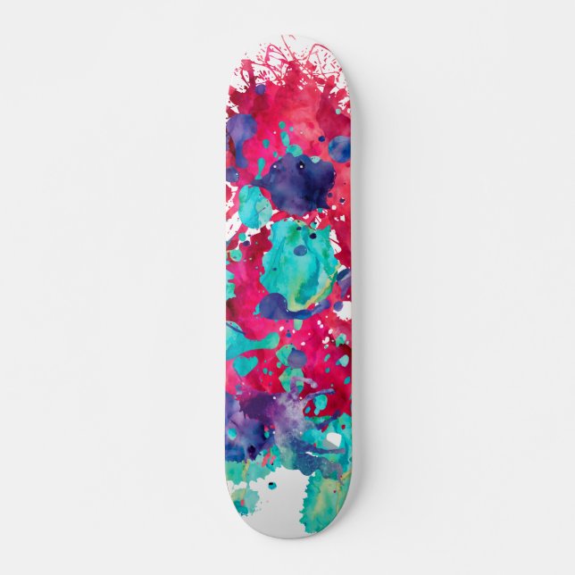 Färgrik vattenfärgssplash mini skateboard bräda 18,5 cm (Framsida)