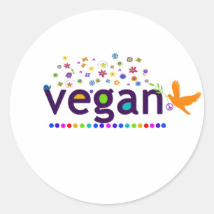 Färgrik Vegan Runt Klistermärke