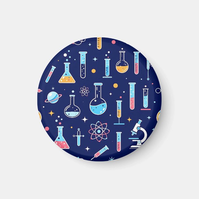 Färgrik vetenskapslabbmönster modern kemi  magnet (Framsidan)