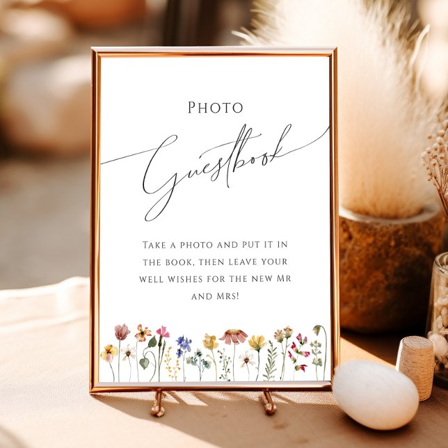 Färgrik vild blomsteräng Foto Gästbokskylt Poster (Skapare uppladdad)