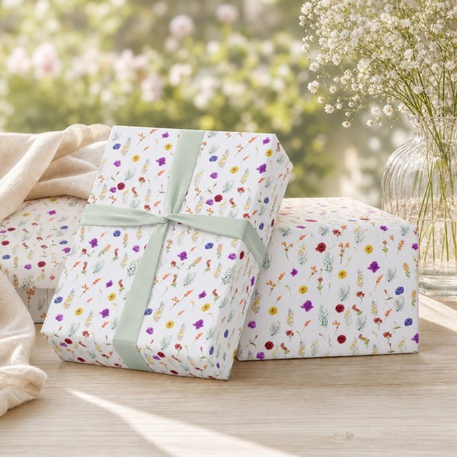 Färgrik Vildblomma Presentpapper (Floral Wrapping Paper)