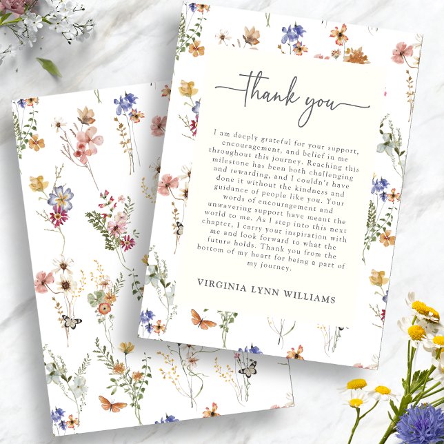 Färgrik Vildblomma Tack Kort (Colorful Watercolor Wildflower Thank You Card by Painted Paperie
)