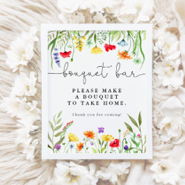 Färgrik vildblomsbukett bar blombars-skylt poster