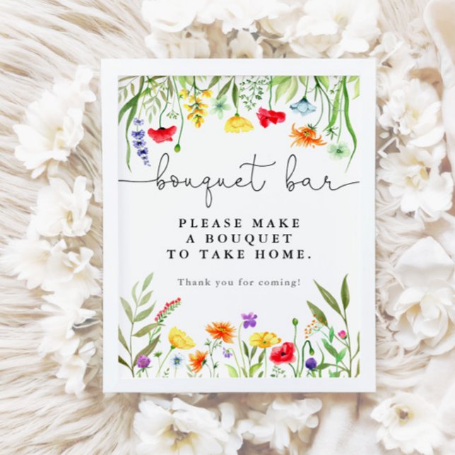 Färgrik vildblomsbukett bar blombars-skylt poster (Skapare uppladdad)