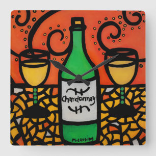 Färgrik vinkonst Chardonnay Fyrkantig Klocka