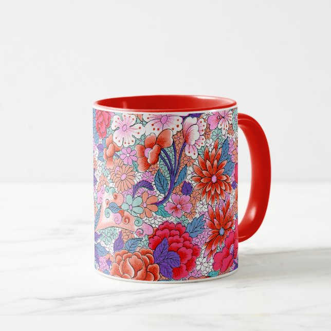 Färgrik vintage blommönster mugg (Framsida höger)