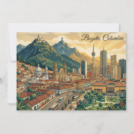 Färgrik Vintage Bogota Colombia Resa Konst Kort