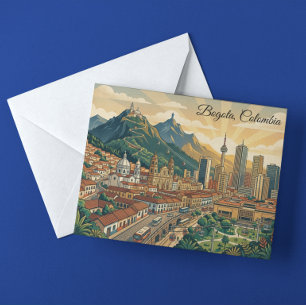 Färgrik Vintage Bogota Colombia Resa Konst Vykort