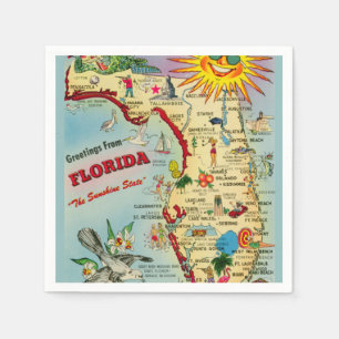 Färgrik Vintage Florida Karta Pappersservett