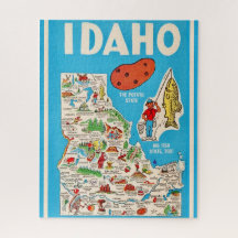 Färgrik Vintage Idaho Karta 16x20 Pussel