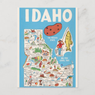 Färgrik Vintage Idaho Karta Vykort