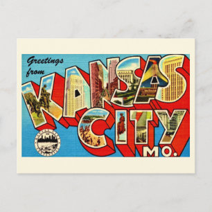 Färgrik Vintage Kansas City Vykort