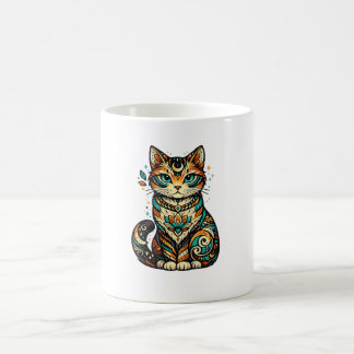 Färgrik Vintage Kattmugg – Söt Whimsisk Kattkärlek Kaffemugg