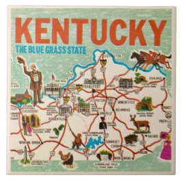 Färgrik Vintage Kentucky Karta Kakelplatta