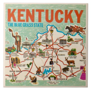 Färgrik Vintage Kentucky Karta Kakelplatta