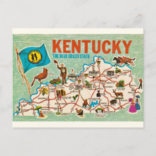 Färgrik Vintage Kentucky Karta Vykort