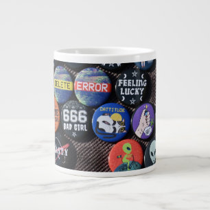Färgrik Vintage Retro Badge Kollektion Jumbo Mugg