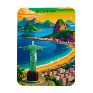 Färgrik Vintage Rio de Janeiro Cristo Redentor Magnet