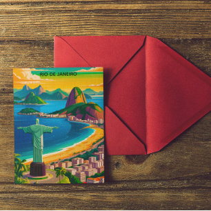 Färgrik Vintage Rio de Janeiro Cristo Redentor Vykort