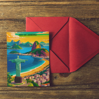 Färgrik Vintage Rio de Janeiro Cristo Redentor Vykort