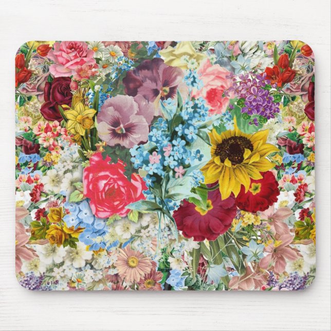 Färgrik vintageblommigt musmatta (Framsidan)
