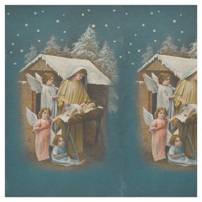 Färgrik vintagejulkrubbatextil tyg (Provkarta)