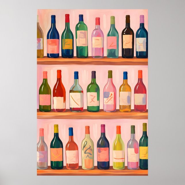Färgrik vinuppsättning affisch, Modern bardisk Poster (Framsidan)