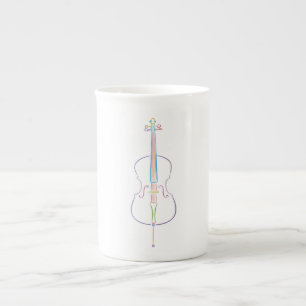 Färgrik violoncell benporslin mugg