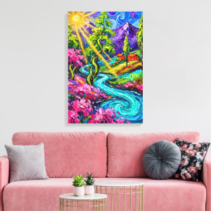 Färgrik Virvlande Solnedgångsdal Canvas Art