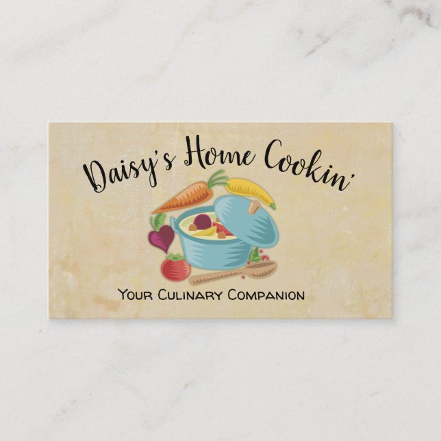 Färgrik visitkort för catering för stewkrukakock (Framsida)