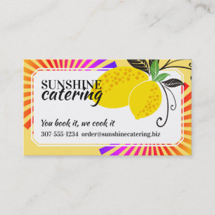 Färgrik visitkort för catering för strålcitron