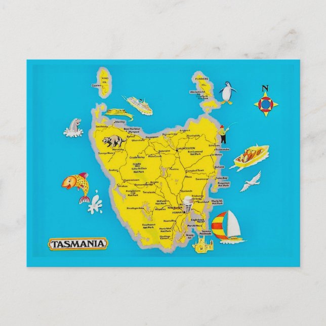 Färgrik vykort från Tasmanien (Framsida)