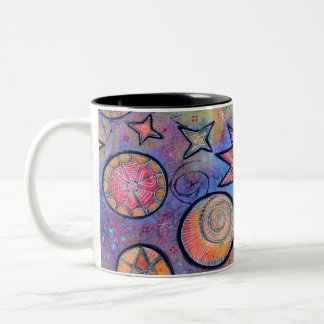 Färgrik, Whimsisk Celestial Kosmos Design Två-Tonad Mugg