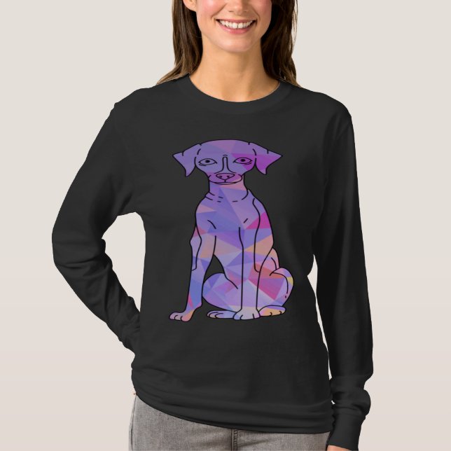 Färgrik Whippet T Shirt (Framsida)