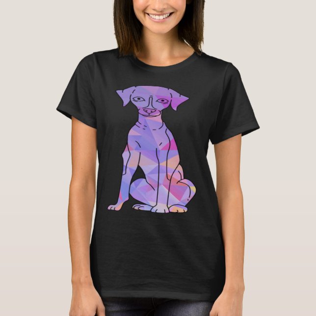 Färgrik Whippet T Shirt (Framsida)
