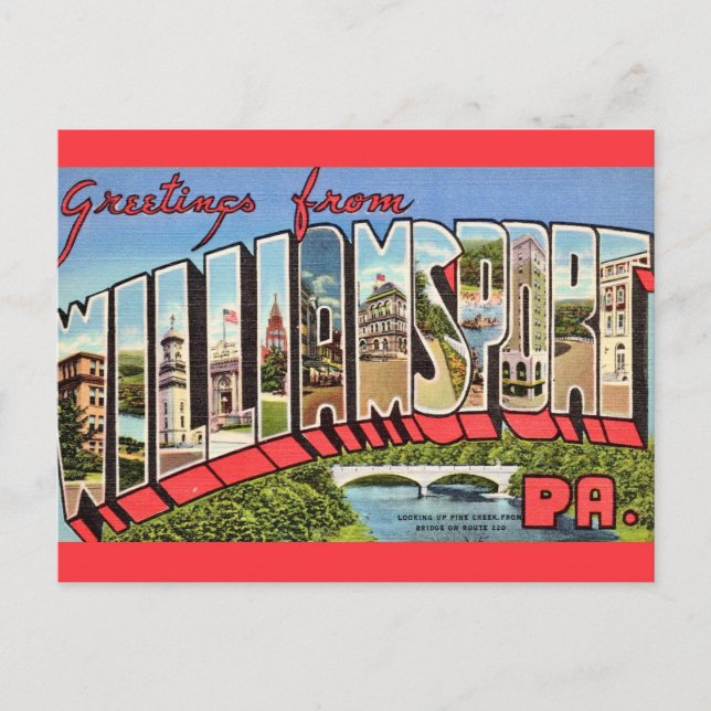 Färgrik Williamsport PA Vykort (Framsida)